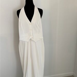 White House Black Market White Halter Jumpsuit Vest-Front Style – Size 8